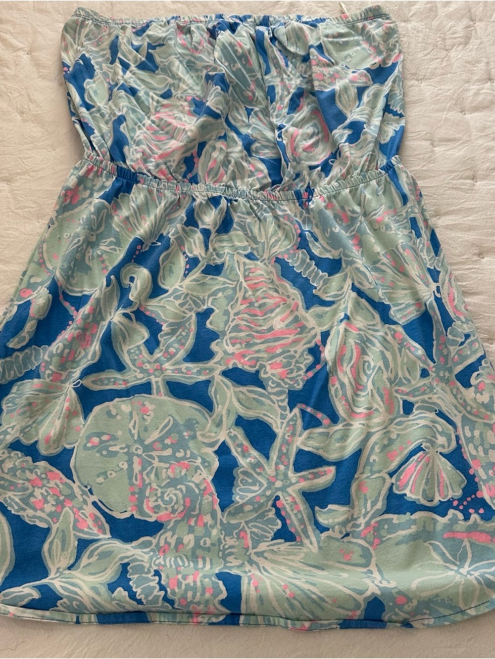 Lilly Pulitzer Strapless Dress in Blue, Mint & Pink